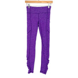 Lululemon Heathered Purple Ruched Hem and Side Pocket Thick Leggings- Size 4 (Inseam 26.5")