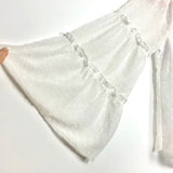 No Brand White Swiss Dot Off the Shoulder Bell Sleeve Top- One Size (fits like S/M)