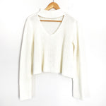 Missguided Cream Knit Crop Style Sweater with Mockneck- Size S