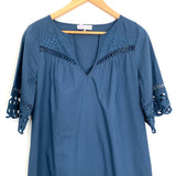 Sugar + Lips Navy Shift Dress with Eyelet and Embroidered Detail- Size ~S