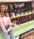 Show Me Your Mumu Pink and White Heart Cropped Sweater- Size S (sold out online, as seen on Hannah Brown!)