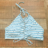 Aerie Blue and White Striped Star Print Halter Bikini Top- Size XL (Top Only)