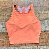 Pink Desert Orange Dreamsicle High Neck Racerback Zipper Padded Midkini Top- Size XL (see notes)