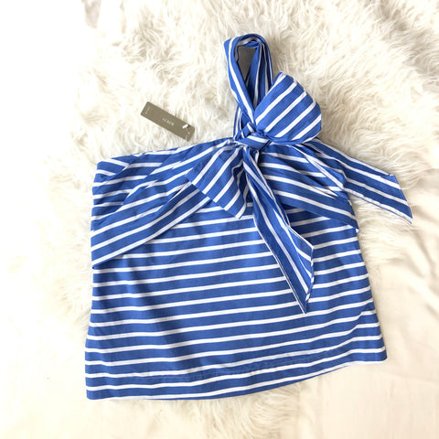 J. Crew One Shoulder Strapless Stripe Bow Top - Size 4