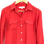 LOFT Red Polyester Button Up Blouse- Size XS