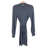 Abercrombie & Fitch Slate Blue Mock Neck with Belt Dress- Size M Tall
