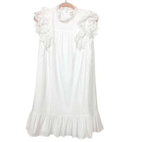 Sugar + Lips White Eyelet Crochet Flutter Sleeve Dress- Size XS