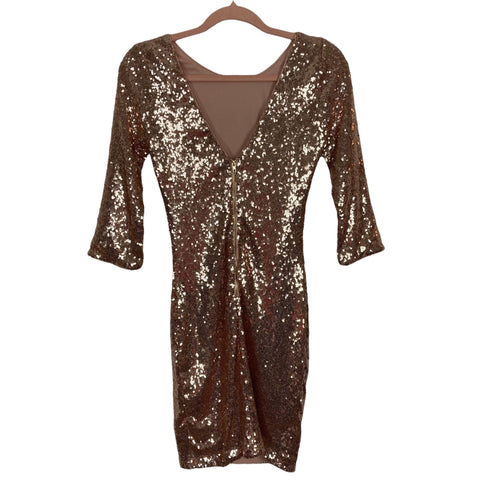 slim fit dress slacks Evelyn Sequin Mini Dress-Rose Gold Small main image 1