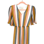 Roolee Multi Colored Striped Belted Maxi Dress- Size S