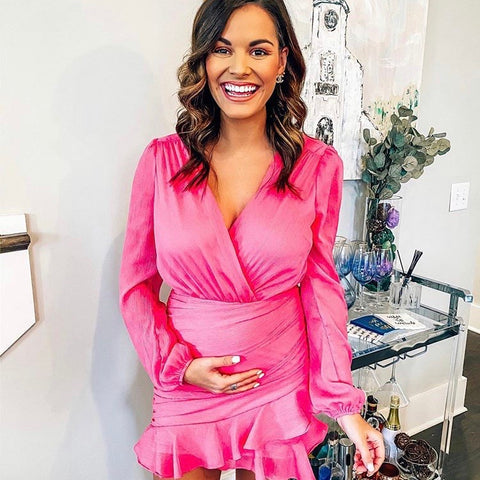 Blue Blush Hot Pink Shimmer Dress with Exposed Key Hole Back- Size M The Saved Collection Blue Blush Hot Pink Shimmer Dress with Exposed Key Hole Back- Size M The Saved Collection