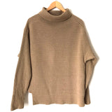 Goodnight Macaroon Tan Turtle Neck Sweater with Asymmetrical Hem- Size S