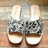 Chinese Laundry Real Fur Printed Cow Hair Slip On Sandals NWOT- Size 9.5
