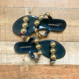 Steve Madden Black Gold Double Strap Patent Sandals- Size 7
