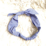 No Brand Blue & White Striped Bow Headwrap