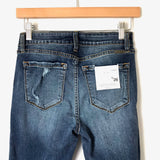 KanCan Dark Wash Jeans Angled Raw Hem NWT- Size 26 (Inseam 25”)