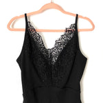 Topshop Black Lace Ribbed Bodysuit- Size 12