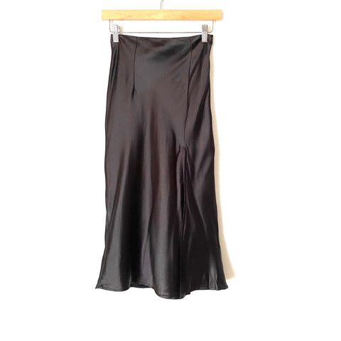 Princess Polly Black “Daphnea” Midi Front Slit Skirt NWT- Size 2 (see notes)