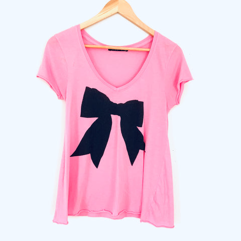 Wildfox Pink "Bow" Tee- Size XS