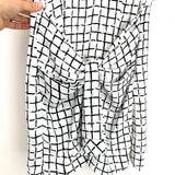 Missguided White & Black Check Faux Waist Wrap Dress- Size 8