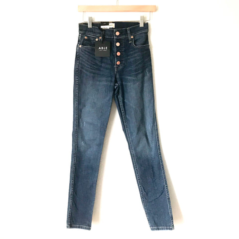 ABLE Button Front Ankle Skinny Jeans NWT- Size 24 (Inseam 28")