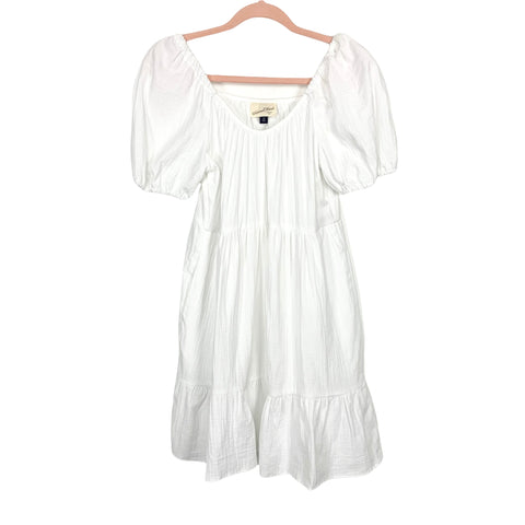 Universal Thread White Puff Sleeve Dress- Size XS