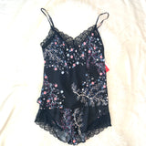 Josie Black Floral Two Piece Pajama Set NWT- Size S
