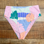 Forever 21 Pastel Leaf Print High Waist Bikini Bottoms- Size M (sold out online, we have matching top)