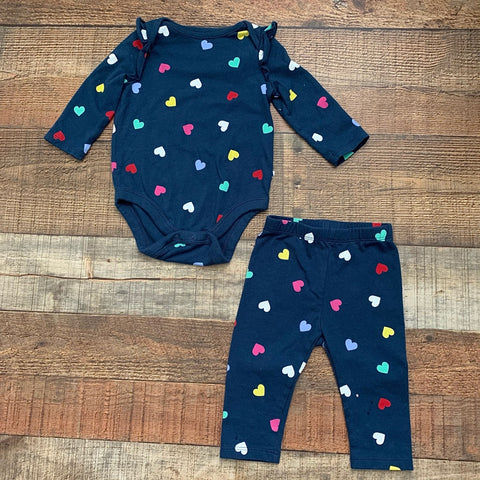 Baby Gap Navy Heart Onesie and Matching Pants- Size 3-6 M (sold as a set)