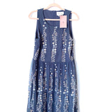 BHLDN by Anthropologie Grey Floral Embroidered Dress NWT- Size 16