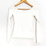 Show Me Your Mumu White Ribbed Long Sleeve Off the Shoulder Crop Top- Size XS
