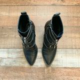 Steve Madden Black Leather Upper Buckle & Stud Booties- Size 9.5 (See Notes)