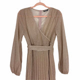 Shein Gold Glitter Surplice Pleated Belted Dress- Size XL (sold out online)