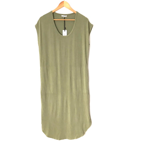 Z Supply Olive Round Neck Midi Dress with Side Slits NWT- Size XS