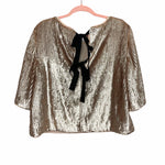 J Crew Gold Sequins Tie Back Cropped Blouse- Size 12