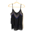 Apt 9 Black Embroidered Tank Top- Size L
