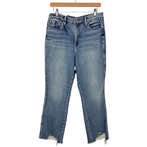 Good American Good Curve Straight Raw Hem Jeans NWT- Size 14/32 (Inseam 25.5”)