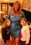 Diane von Furstenberg Blue 100% Silk Shirt Collar with Tie Belt Dress- Size 14 (see notes)
