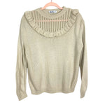 AQE Fashion Beige Open Knit Neckline Ruffle Sweater- Size M (EU)