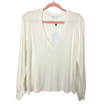 Lovers + Friends Cream Deep V Long Sleeve Top NWT- Size M