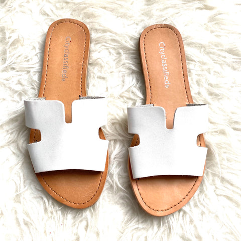 City Classified White Mules- Size 6.5