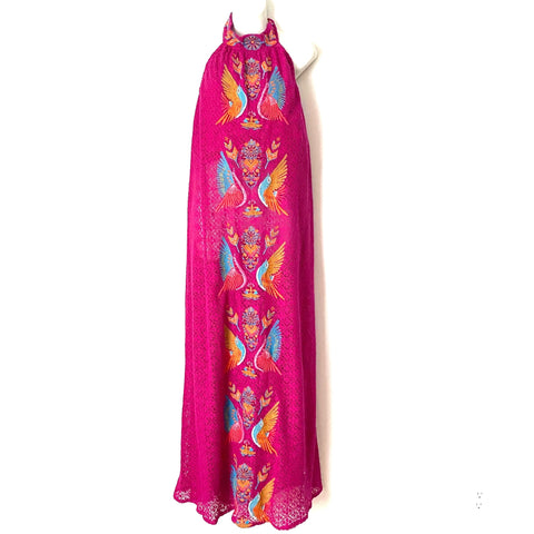 Judith March Pink Crochet Embroidered Open Back Maxi Dress- Size S