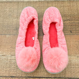No Brand Heathered Pink Pom Slip On Slippers- Size 9