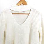 Missguided Cream Knit Crop Style Sweater with Mockneck- Size S