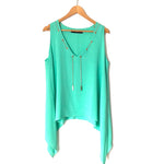 Forever Unique Turquoise Asymmetrical Hem with Chain- Size ~S (see notes)