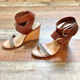 Dolce Vita Leather Double Strap Buckle Wedge Sandals- Size ~9 (see notes)