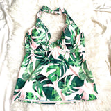 Birdsong Pink Palm Print Halter Tankini Top- Size 36G (TOP ONLY)