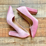 Not Just A Pump Pink Velvet Block Heels- Size 8.5
