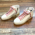 P448 White Leather High Top Sneakers- Size 39 (US 8.5, see notes, AMAZING CONDITION)