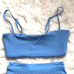 L*Space Blue Ribbed Top- Size S (TOP ONLY)