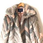 Scoop Faux Fur Chevron Coat- Size S